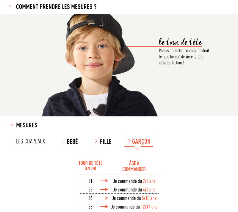 Guide des tailles Tape à l’œil